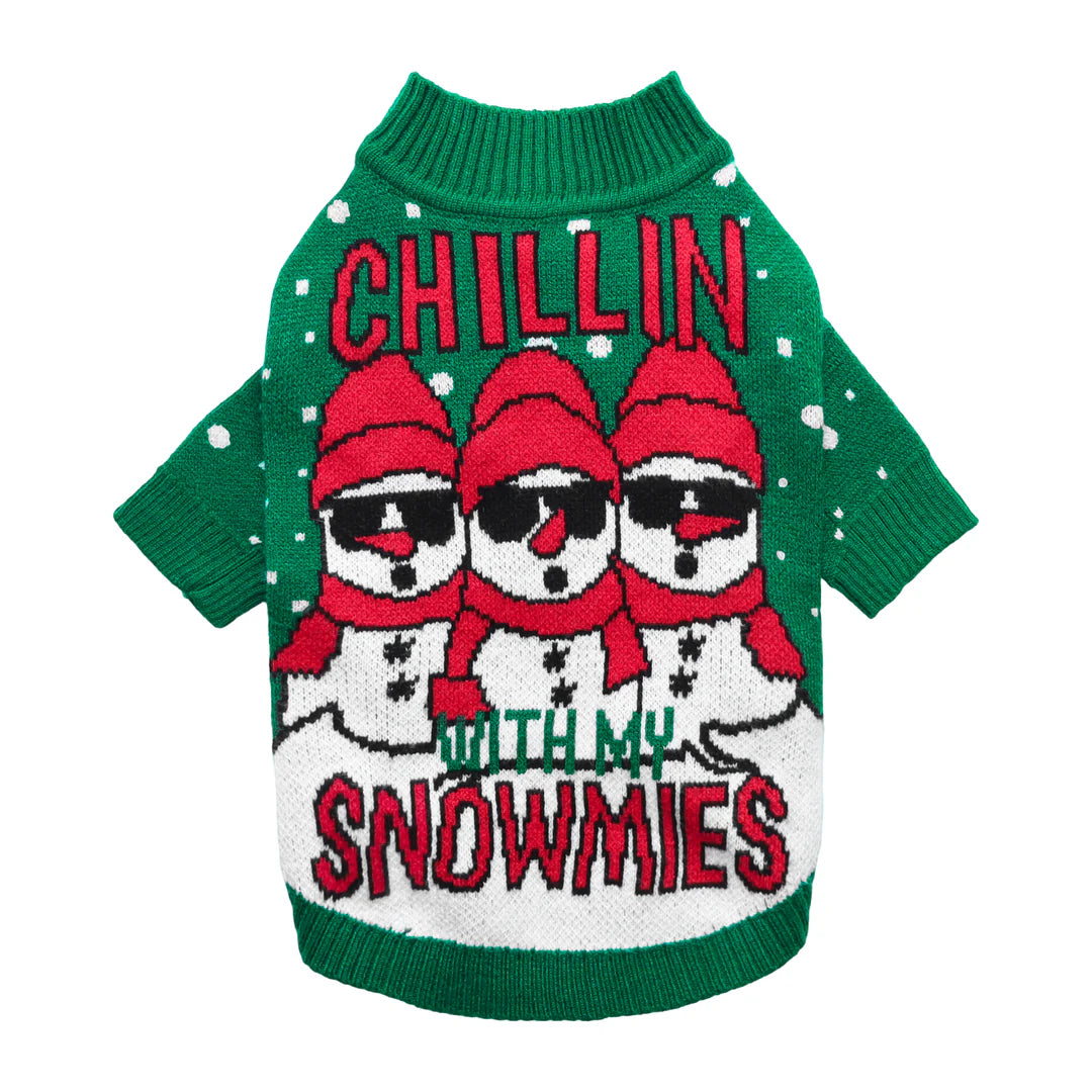 Chillen With My Snowmies Christmas Knit Sweater - Cozy Winter Pullover for Holiday Parties & Family Gatherings