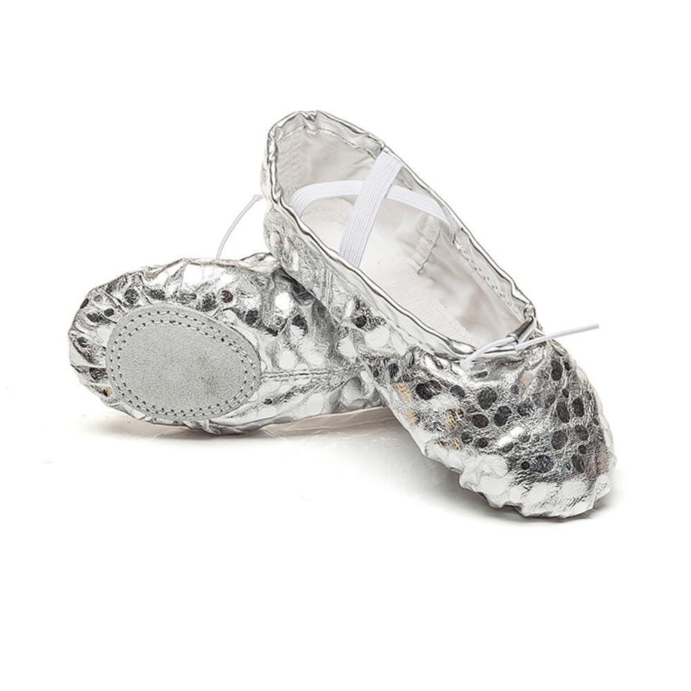 MSMAX Kids Ballet Shoes - Genuine Leather Ballet Flats for Toddler, Little & Big Kids - Perfect for Dance Practice, Yoga, Performances & Parties