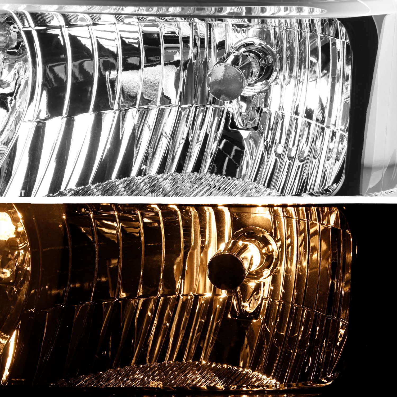 AKKON Black Halogen Headlights for 2008-2017 Ford E-Series & Super Duty - Perfect for Night Driving