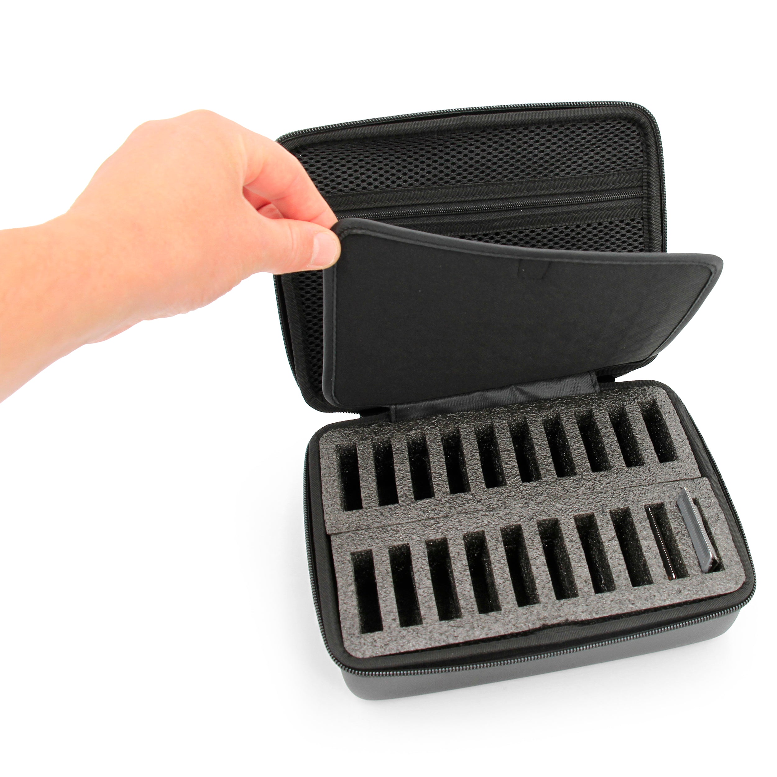CASEMATIX Clipper Blade Holder for 20 Blades - Professional Hair Clipper Guard Case for Barbers & Stylists - Compatible with Andis, Oster, Wahl, Babyliss Metal Guards - Perfect for Salon Organization & Travel Storage