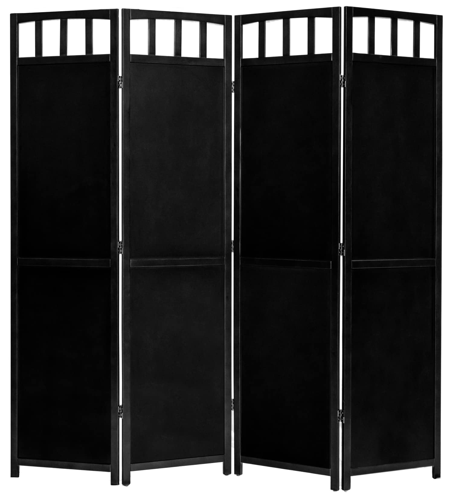 Black Wooden Privacy Screen - 4 Panels Room Divider 5.6' Tall for Home & Office