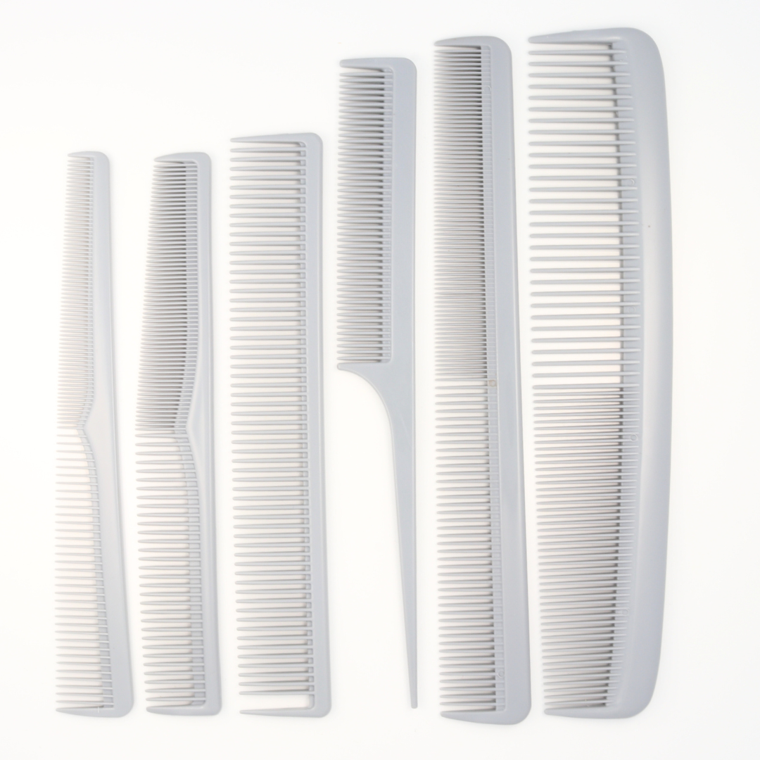 Heat Resistant Rattail Barber Comb Set - 6 Pack Professional Hair Cutting Combs for Styling & Trimming - Perfect for Salon, Home Use & DIY Haircuts