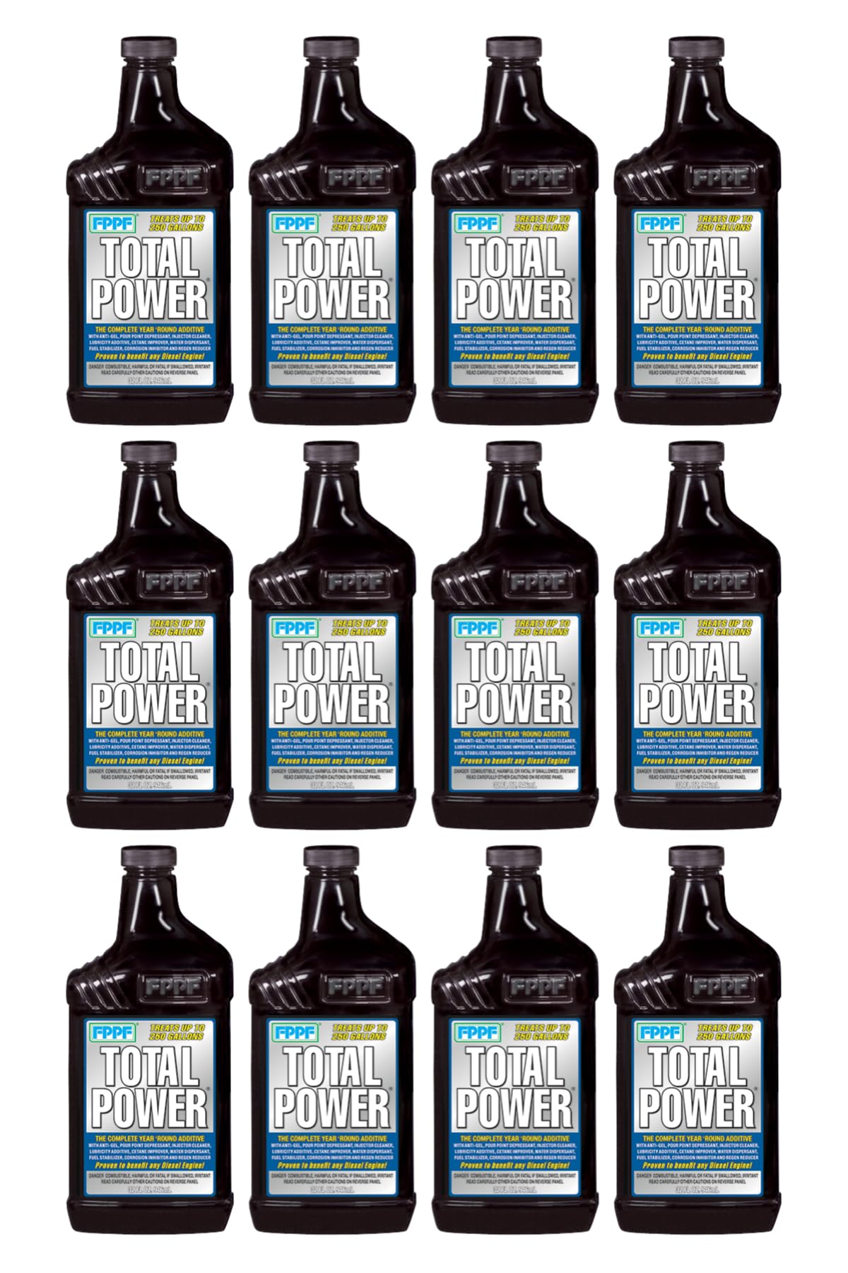 12 Pack FPPF Total Power Fuel Injector Cleaner & Detergent - Removes Deposits, Improves Performance - Ideal for Cars, Trucks & SUVs