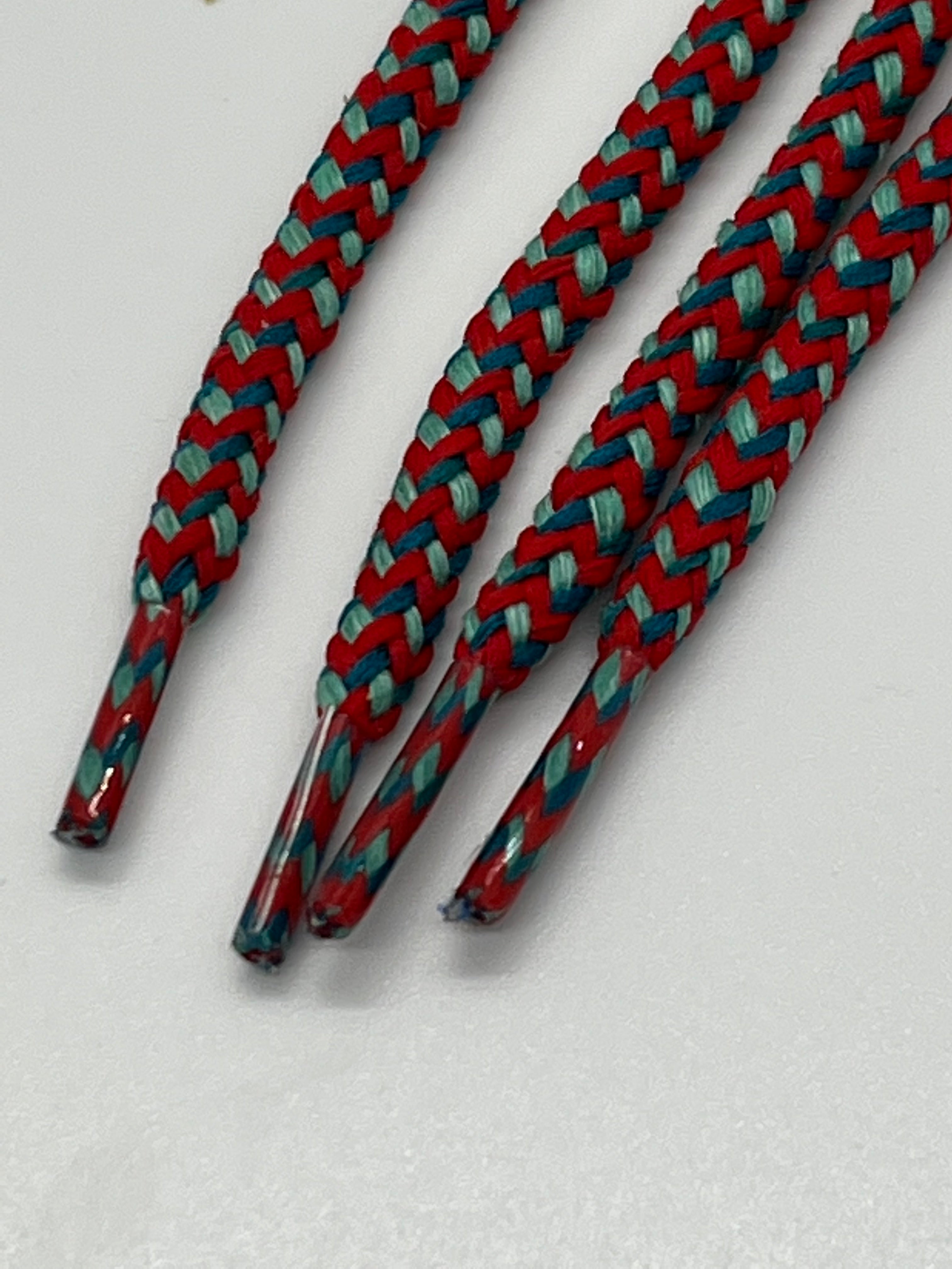 Vibrant Round Multi-Color Shoelaces - Red, Dark Teal & Light Teal | Perfect for Sneakers, Running Shoes & Casual Footwear