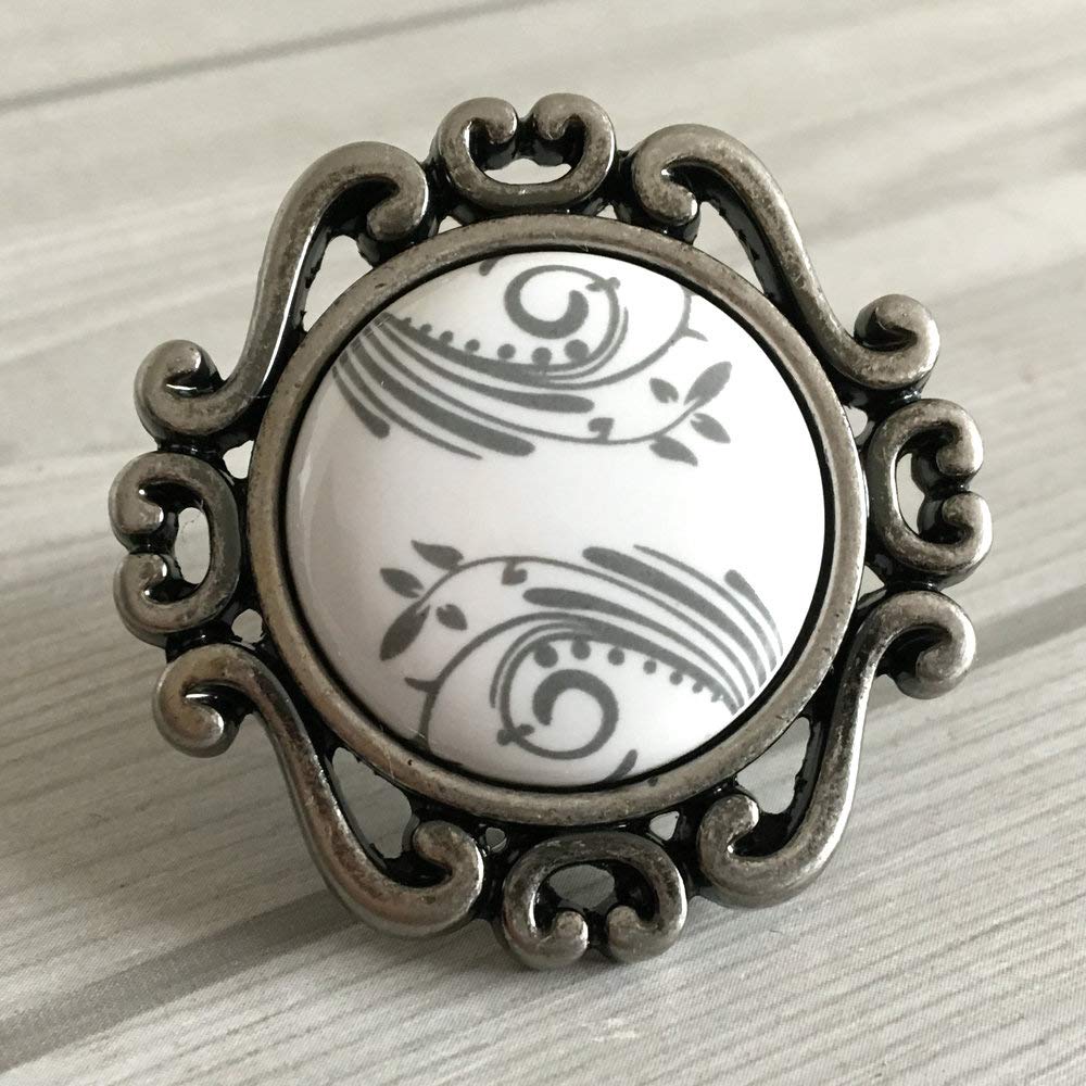 Antique Pewter Ceramic Cabinet Knob - 1.8