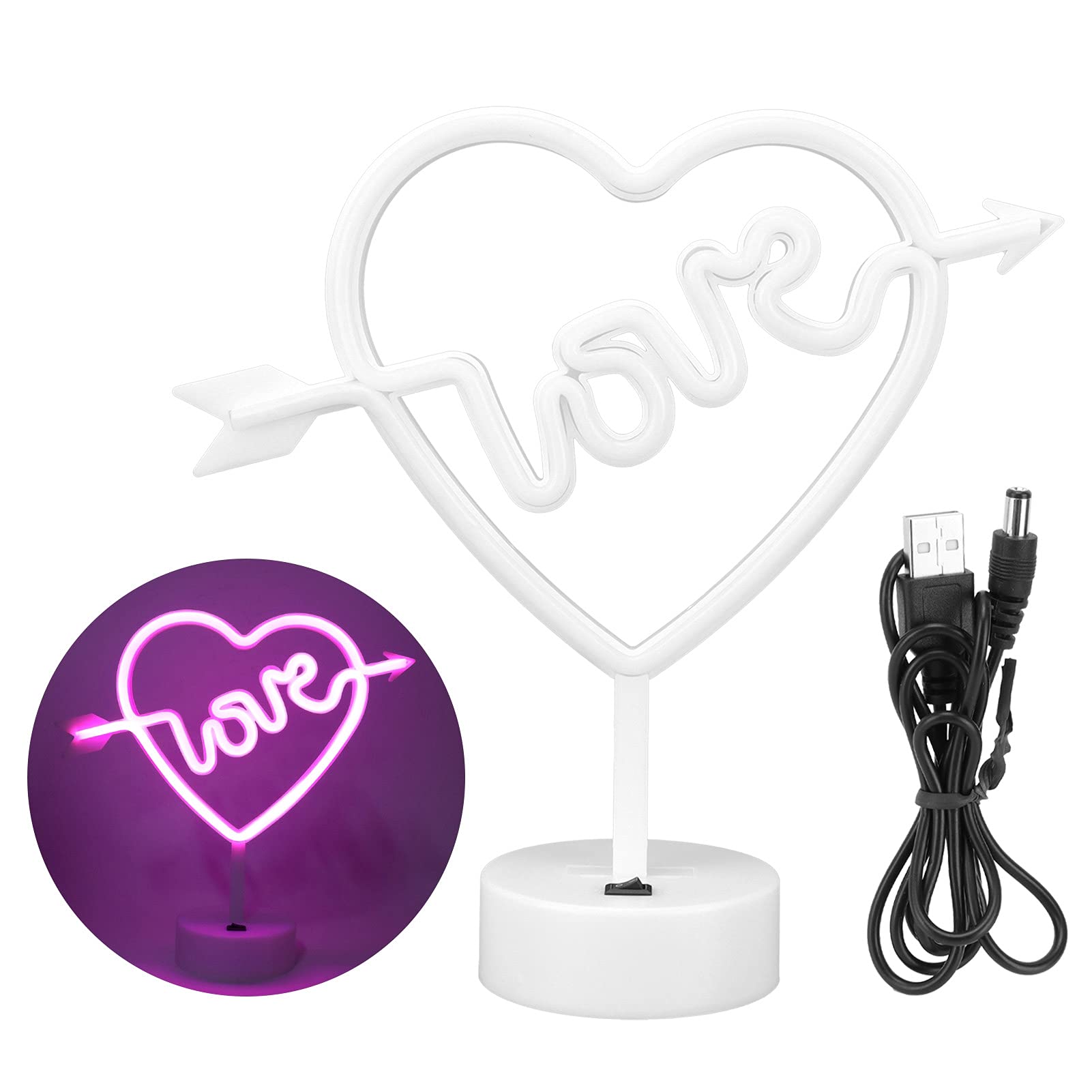 Battery Powered USB Neon LED Desktop Light - Heart Shape Night Lamp for Home, Party, Wedding & Bar Decor | Perfect Gift for Romantic & Festive Occasions