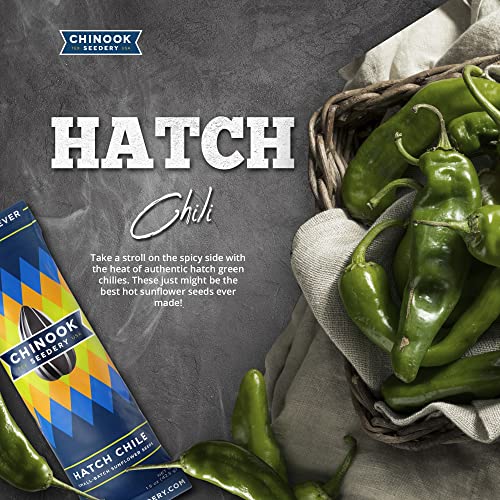 Chinook Seedery Roasted Sunflower Seeds - Jumbo Low Sodium Keto Snacks, Gluten Free & Non GMO - 1.5 oz (Pack of 36) Hatch Green Chile - Perfect for Hiking, Baseball Games, School Lunches & Healthy On-the-Go Snacking