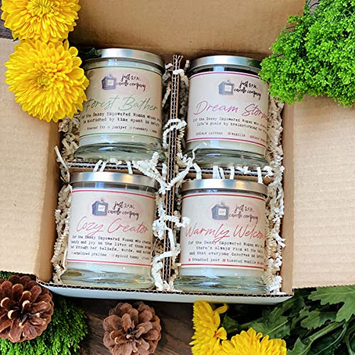 Premium Winter Candles Gift Set - 4 Scented Coconut & Beeswax Candles with Wooden Wicks (Large, Medium, Small Jars) | Cozy Home Decor for Christmas, Holiday Gifts & Aromatherapy Relaxation