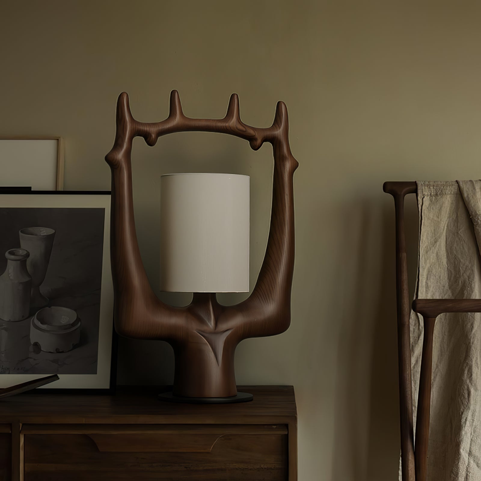 Antler Ring Table Lamp - Rustic Deer Horn Nightstand Light for Bedroom, Living Room, or Cabin Decor - Perfect for Farmhouse, Lodge & Hunting Cabin Ambience