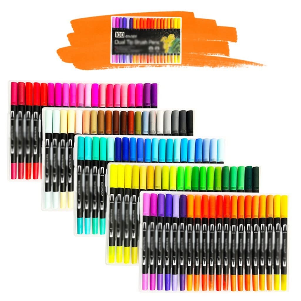 100/120 Colors Dual Tip Watercolor Brush Pens Set - Art Drawing, Painting & Calligraphy Supplies for Artists & Beginners - Perfect for Sketching, Coloring Books & DIY Crafts