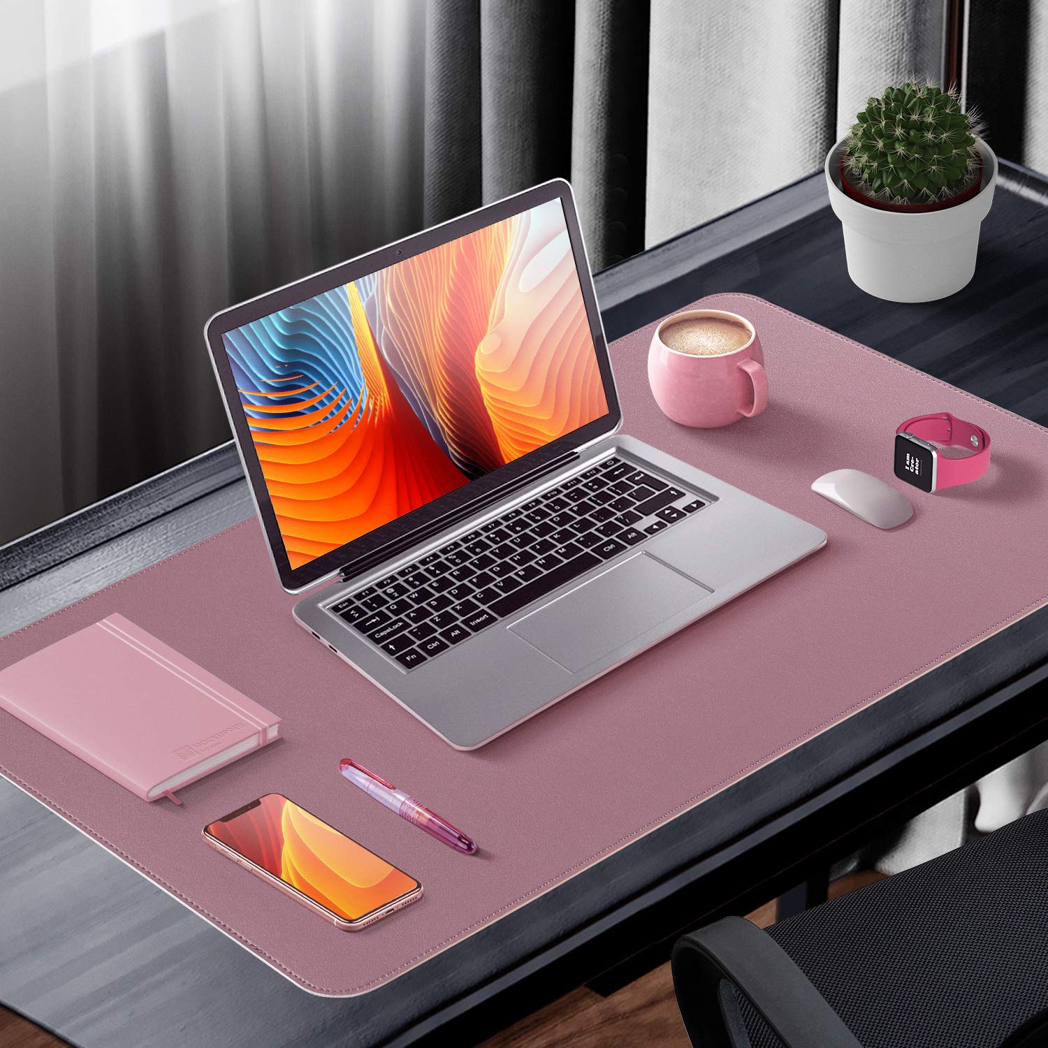 Premium Dual-Sided PU Leather Desk Pad - Upgraded Stitched Edge Office Desk Mat - Waterproof & Non-Slip Desk Protector - Large Writing Surface & Mouse Pad (31.5