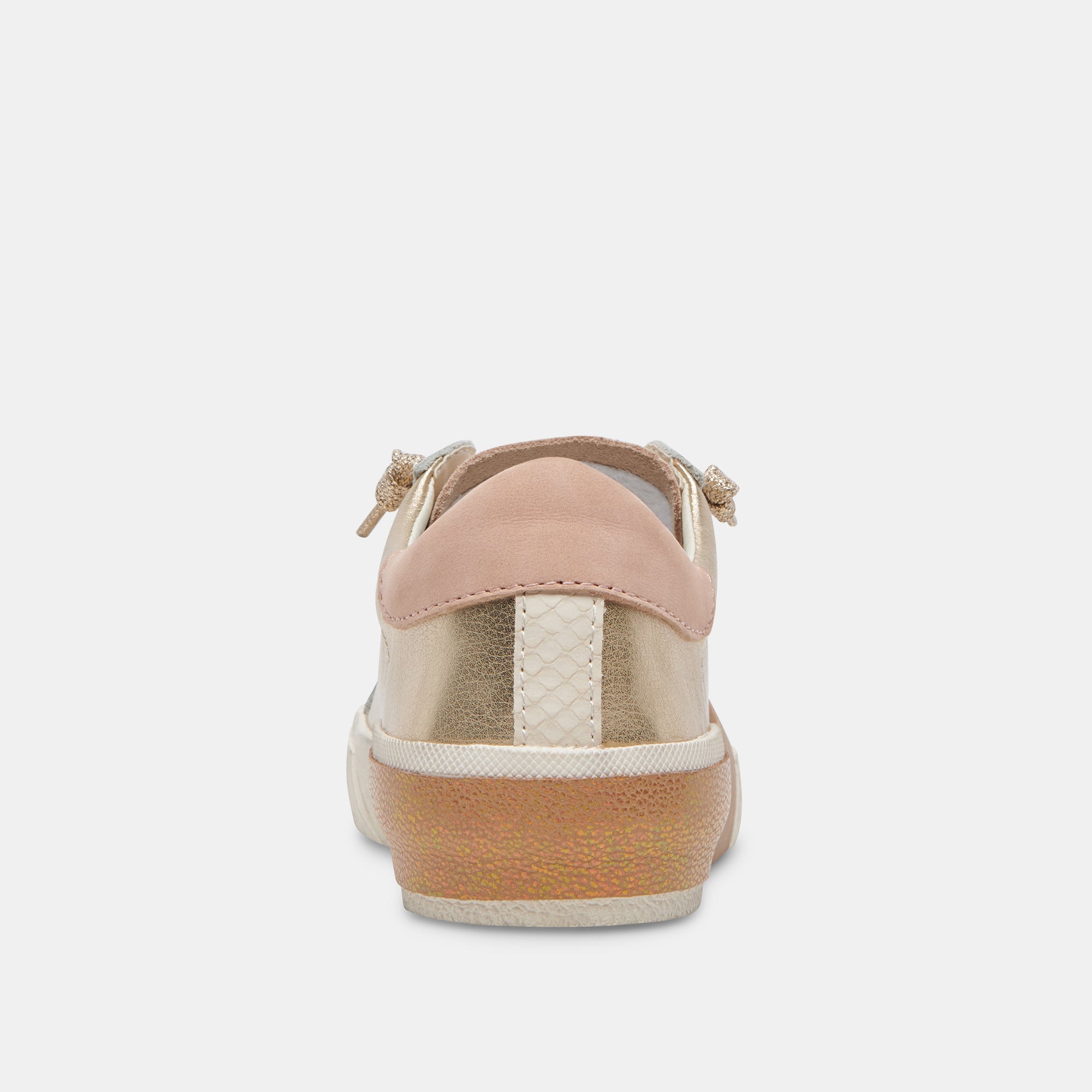 ZINA Women's Gold Leather Sneakers - Fashionable Comfortable Walking Shoes for Casual Outfits & Daily Wear