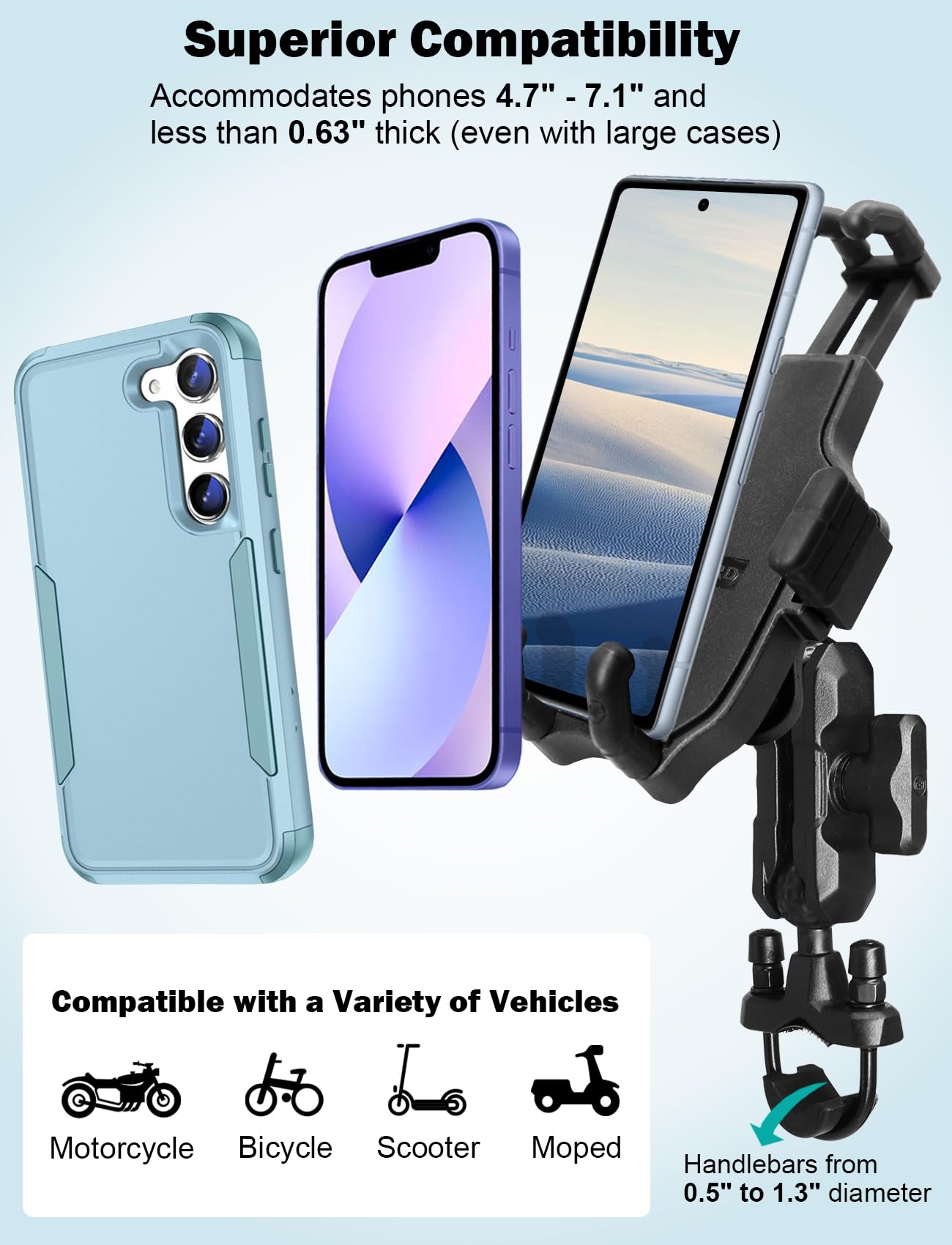 WINDFRD Anti-Vibration Motorcycle Phone Mount for iPhone 14 Pro Max - Handlebar & Harley Davidson Use