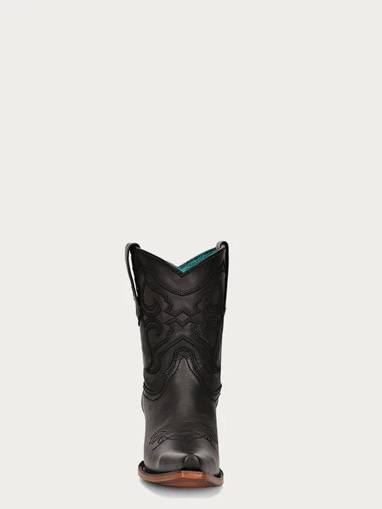 Z5111 Women's Embroidered Black Snip Toe Ankle Boots - Stylish & Comfortable for Casual Outings, Parties & Fall Fashion