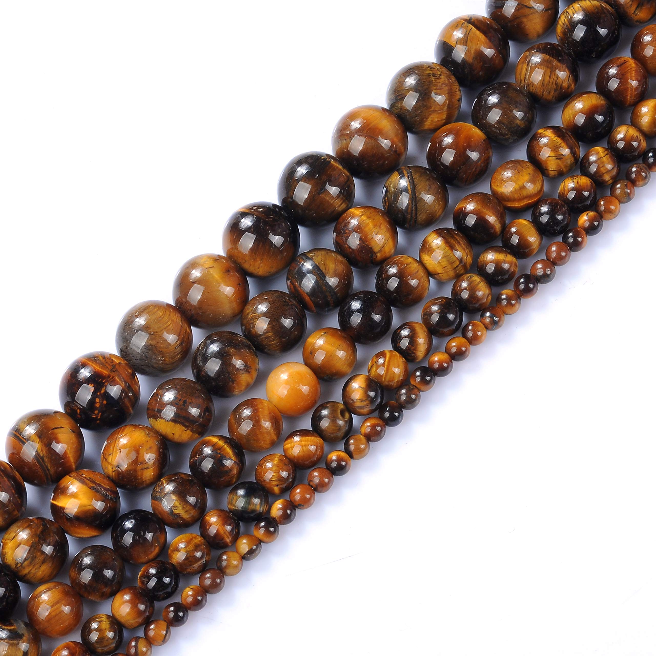 8mm Natural Yellow Tiger Eye Gemstone Beads - Round Loose Healing Crystal Energy Stones for Jewelry Making, DIY Crafts (1 Strand 15