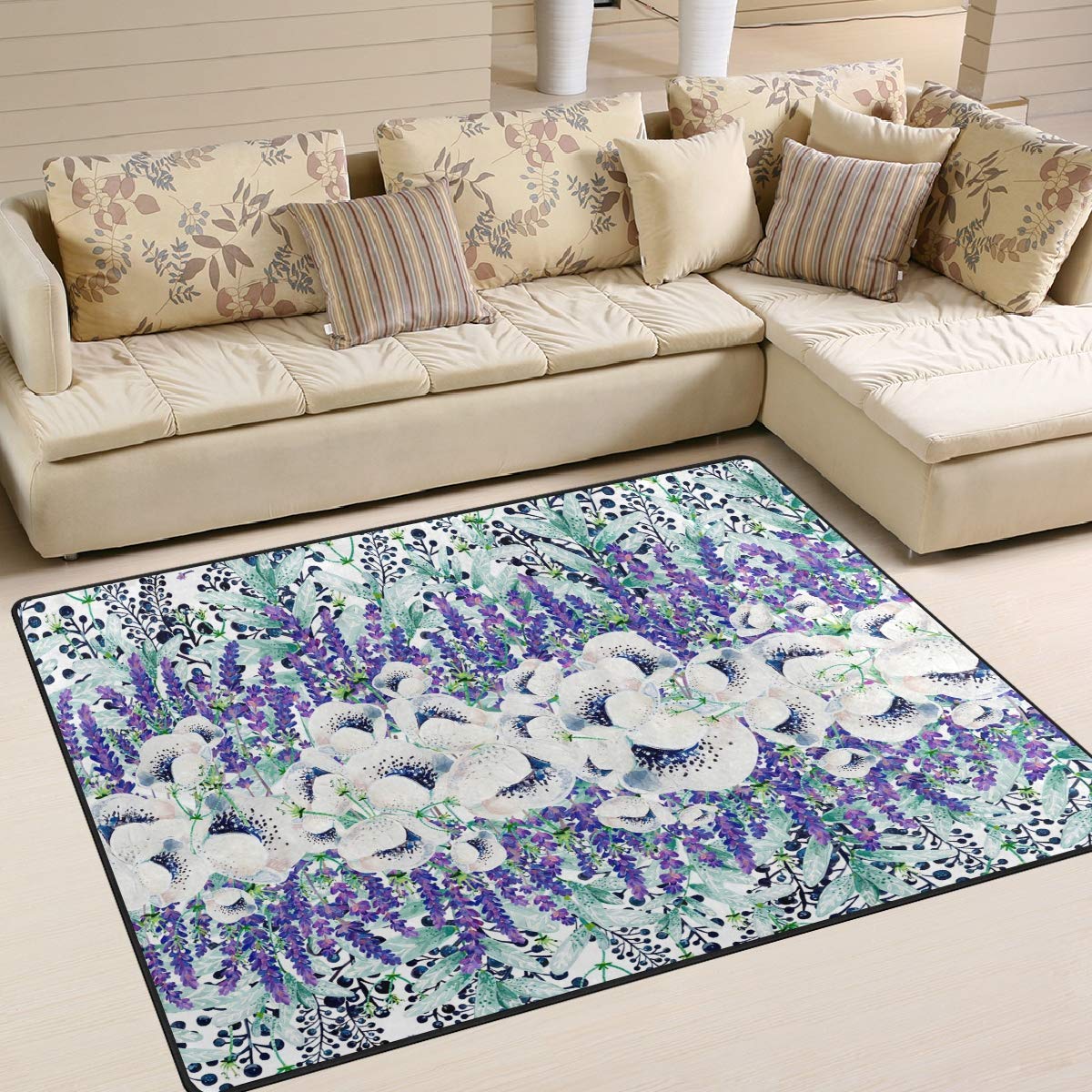 AGONA 5x7 Lavender Area Rug - Soft Modern Indoor Carpet, Non-Slip No-Shedding Rectangle Floor Mat for Living Room, Bedroom, Entryway & Kids Room - Perfect for Home Decor & Cozy Spaces