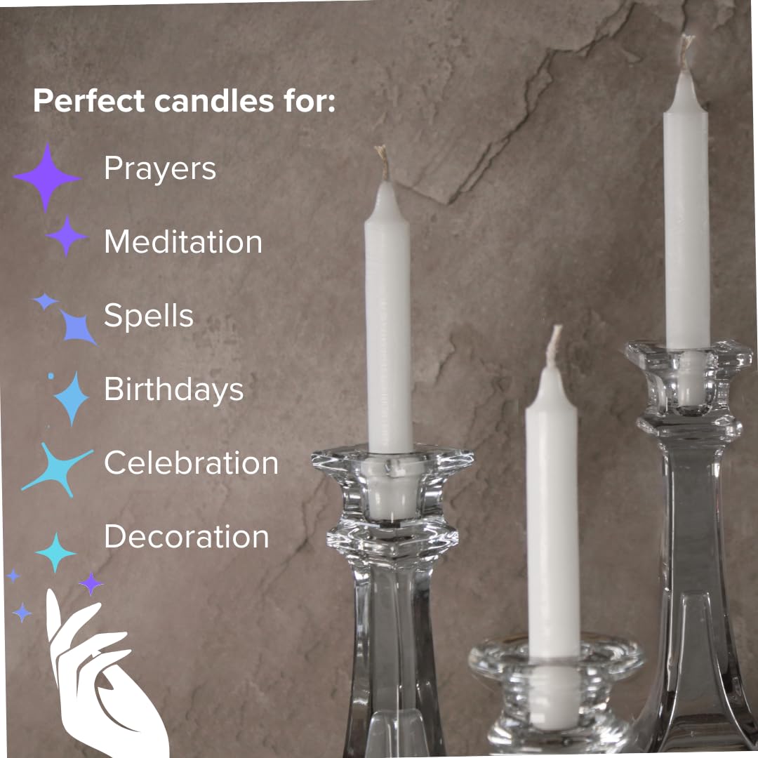 Simply Soson 5 Inch White Unscented Ritual Taper Candles Bulk Pack of 24 - Mini Chime Spell Candles for Witchcraft, Altar Decor & Prayer Ceremonies - Perfect for Wiccan Rituals, Meditation & Spiritual Practices