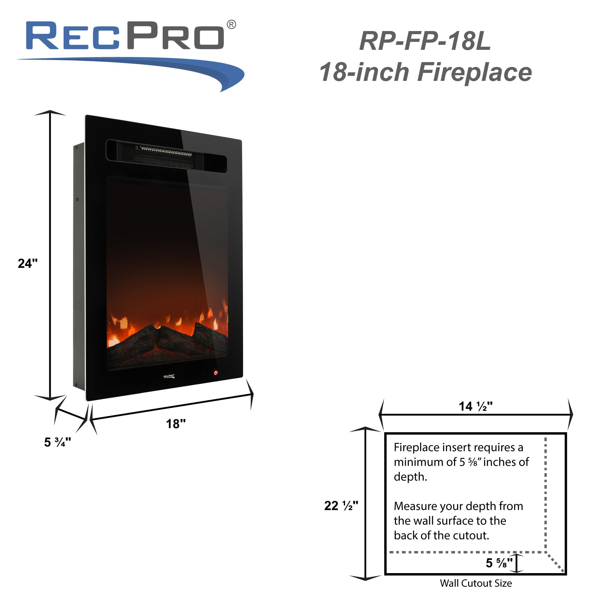RecPro RV Electric Fireplace - 18