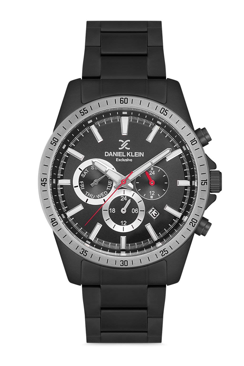 Daniel Klein Men's Stainless Steel Wrist Watch (DK12594) - 45mm Analog Fashion Watch with Japanese Quartz Movement - Baton Indexes, Multifunction Display (12h/24h) - Multiple Color Options - Perfect for Business, Casual Wear & Special Occasions