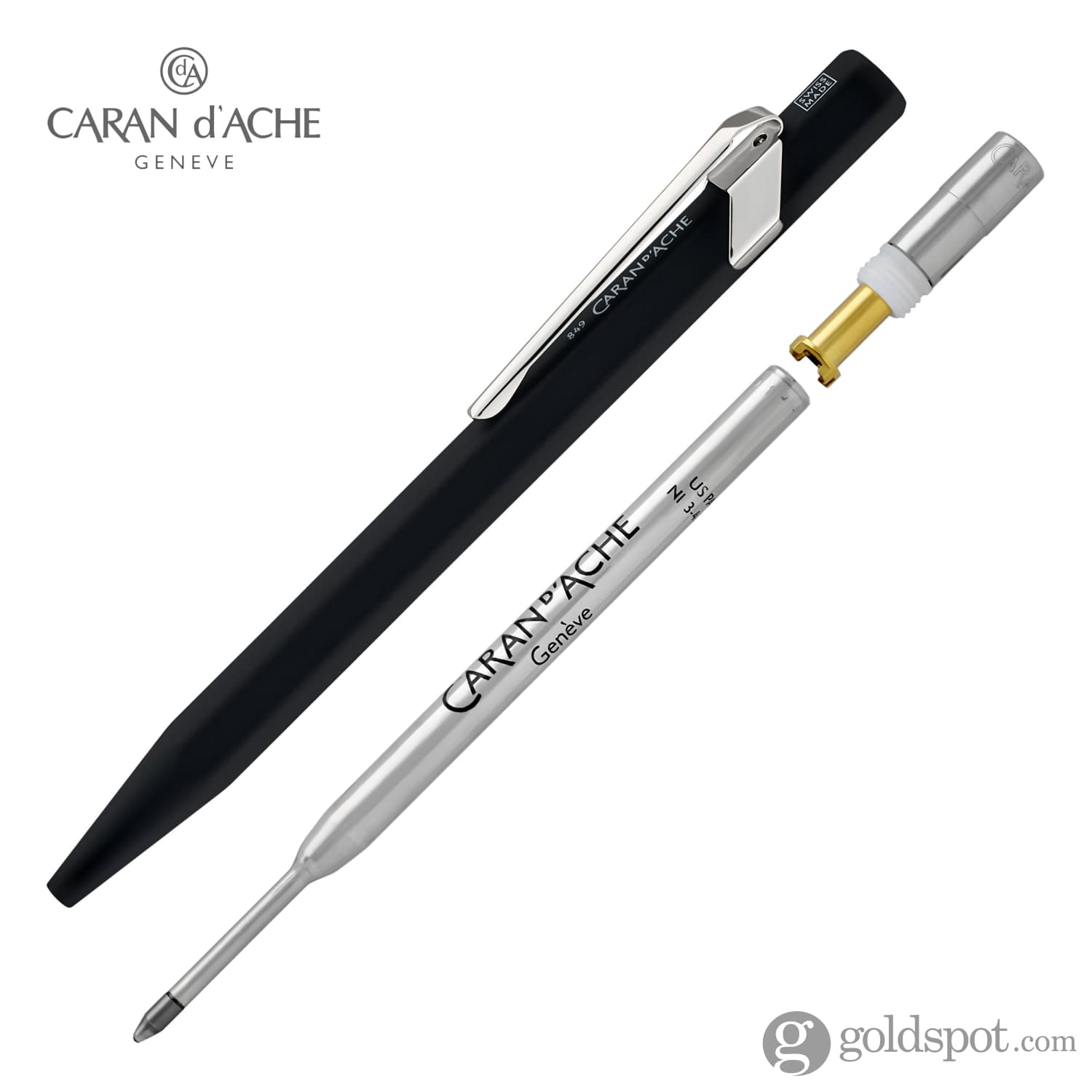 Caran d'Ache 849 Metal Ballpoint Pen - Premium Black Ink Writing Instrument for Professionals & Gift Giving - Perfect for Office, Business Meetings & Signature Signing