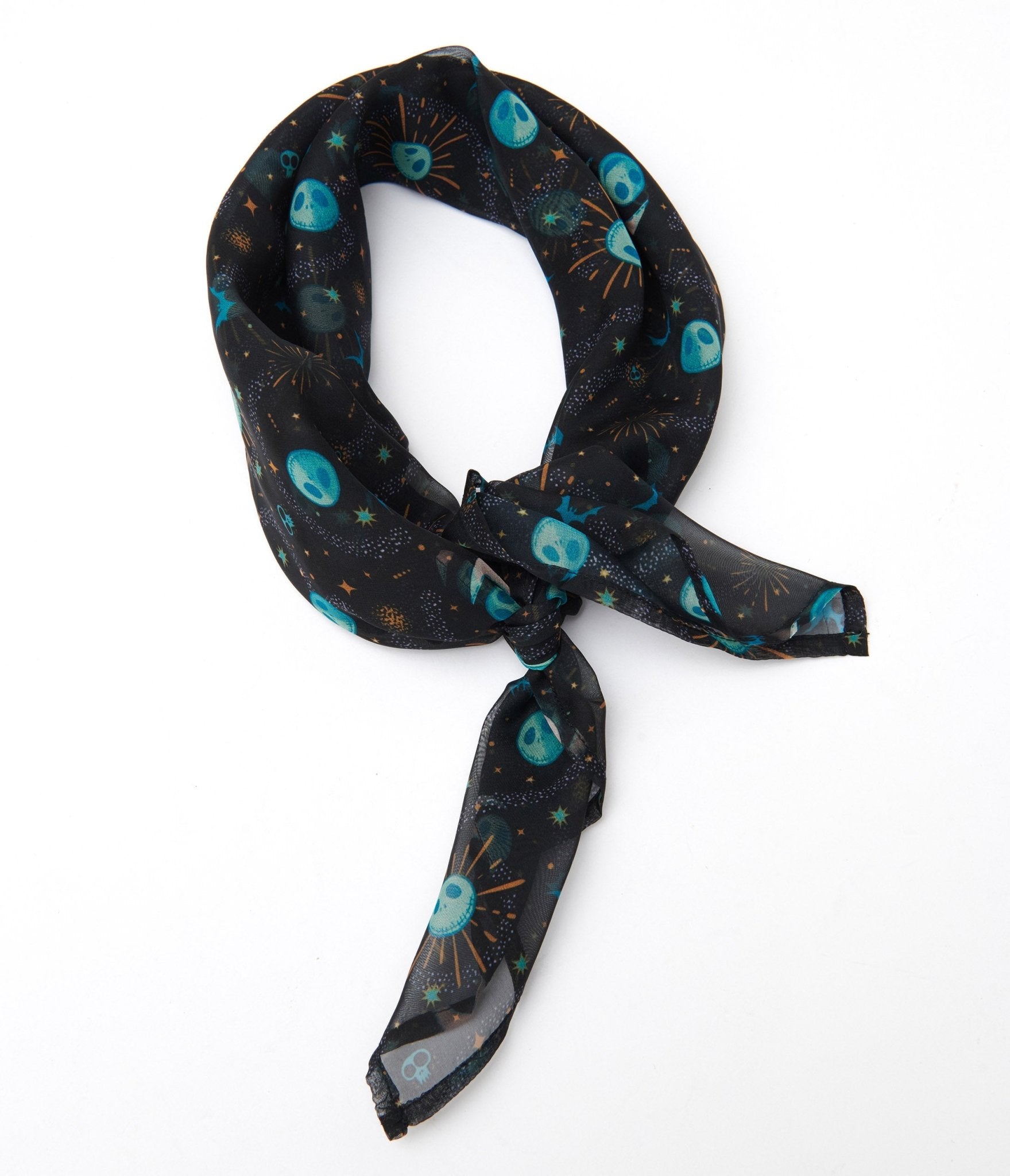 Unique Vintage The Nightmare Before Christmas Jack Skellington Celestial Hair Scarf - Official Tim Burton Inspired Black Gothic Fashion Accessory for Halloween, Cosplay & Movie Fans
