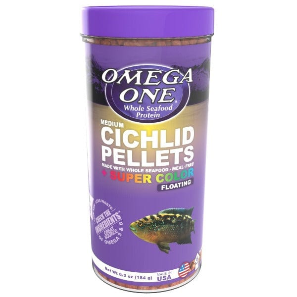Omega One Cichlid Pellets - Medium Floating Fish Food for Freshwater Aquariums | Ideal for African Cichlids & Tropical Fish
