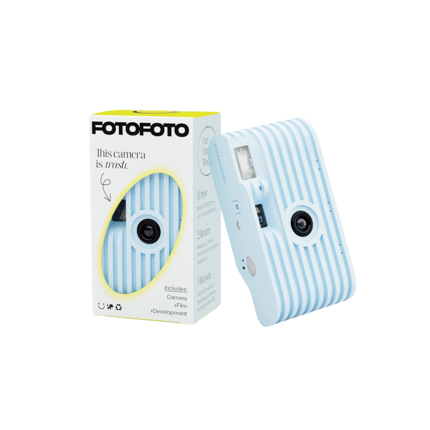 Fotofoto Atlas Disposable Camera - 35mm Film, 27 Exposures, Flash Included - Perfect for Weddings, Parties, Travel & Everyday Memories