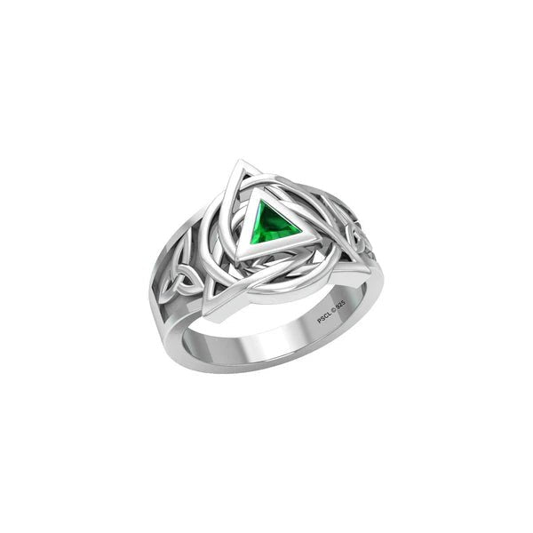 Celtic Triquetra AA Recovery Symbol Sterling Silver Ring with Gemstone - Spiritual Jewelry for Sobriety & Healing - Perfect for 12-Step Programs, Gifts & Meditation