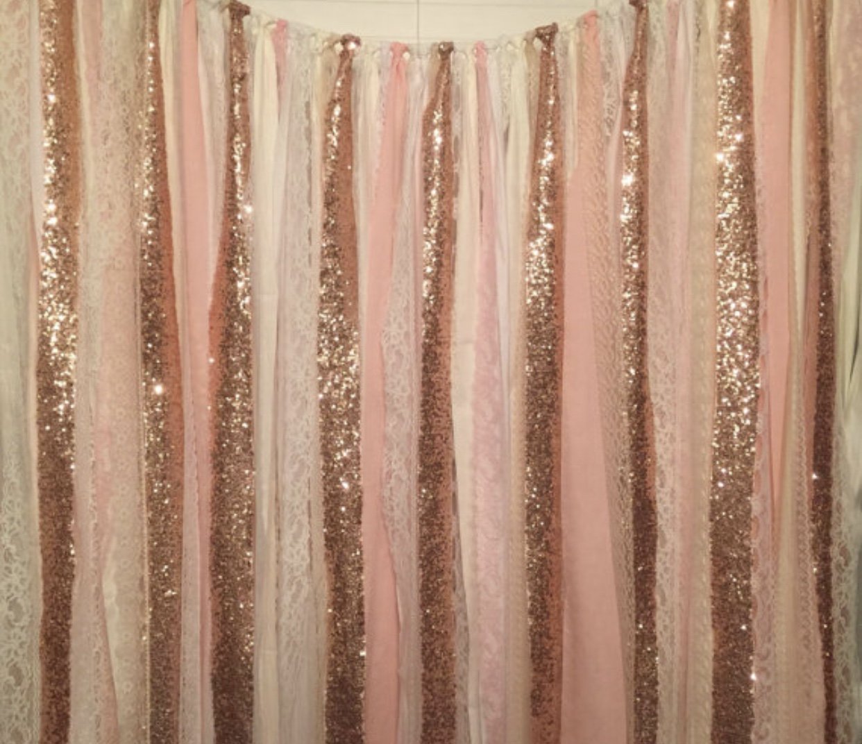Rose Gold Sequin Garland Backdrop - 5x6ft for Wedding & Baby Shower Decor