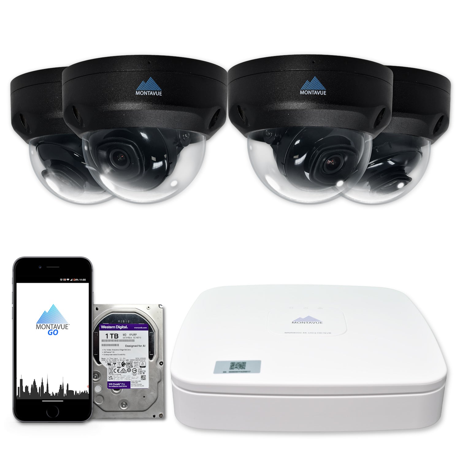 4MP 2K SMD+Dome Security Camera System with 4 Channel NVR & 1TB HDD - MTD4095 Package for Home & Business Surveillance