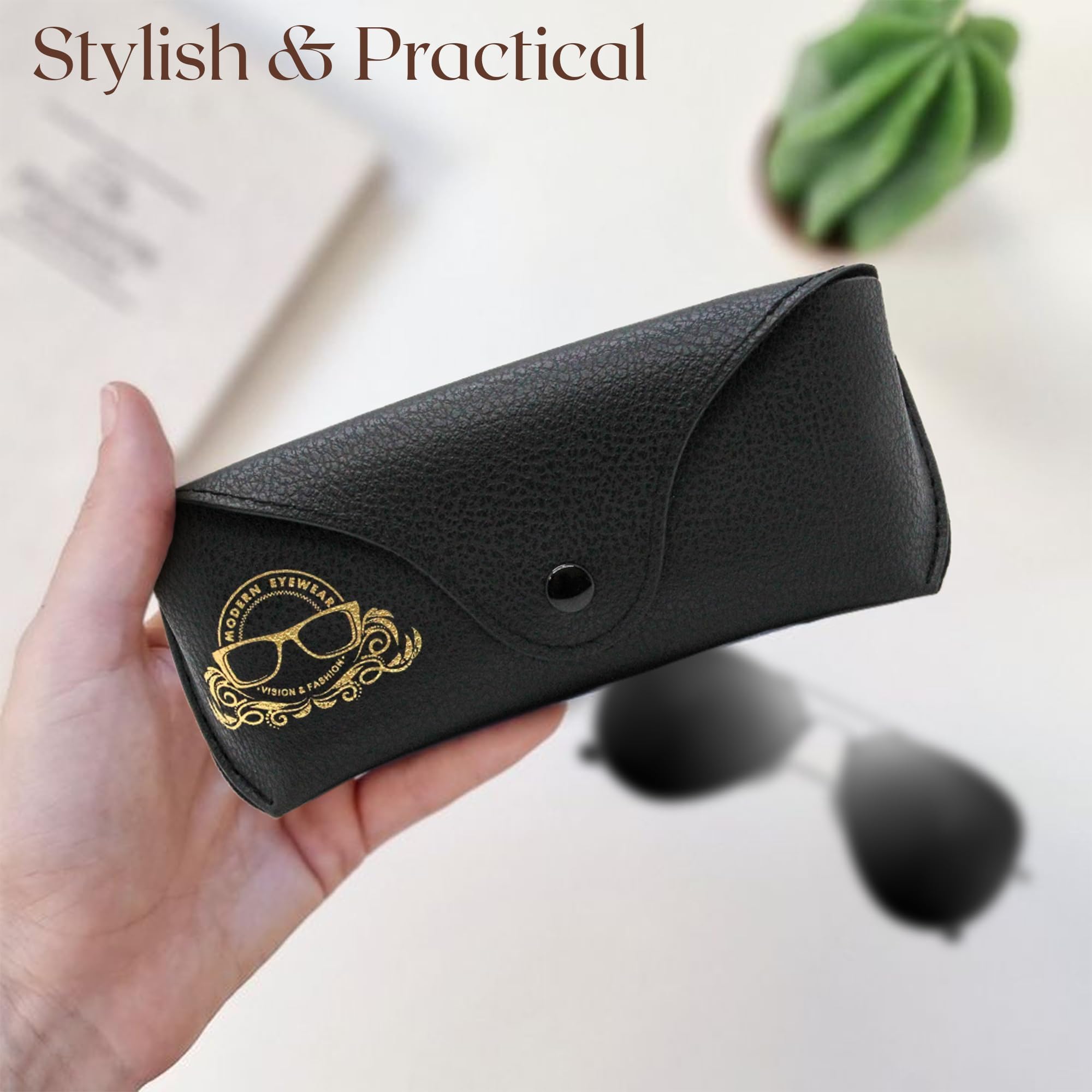 Leather Glasses Case Slim Portable Sunglasses Holder for Men & Women - Perfect for Travel, Work & Daily Use