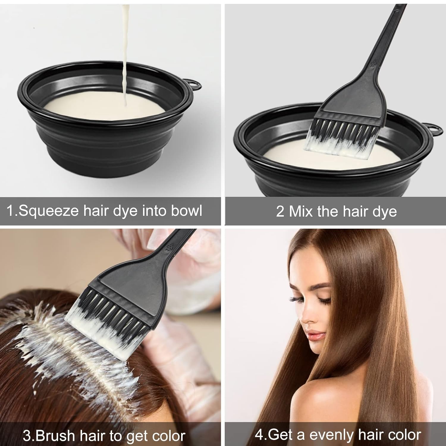 Eltihr 5Pcs Professional Salon Hair Coloring Kit - Hair Bleach & Dye Set with Brush, Mixing Bowl & Clips for Home & Salon Use | Perfect for DIY Hair Color, Highlights & Balayage