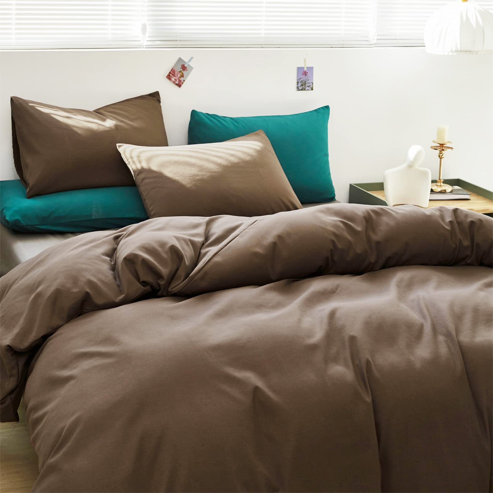 Luxlovery Brown Comforter Set Queen - Mocha Chocolate Solid Soft Breathable Bedding Quilt - Chestnut Brown Blanket for Women & Men - Perfect for Cozy Bedrooms, Guest Rooms & Dorm Decor
