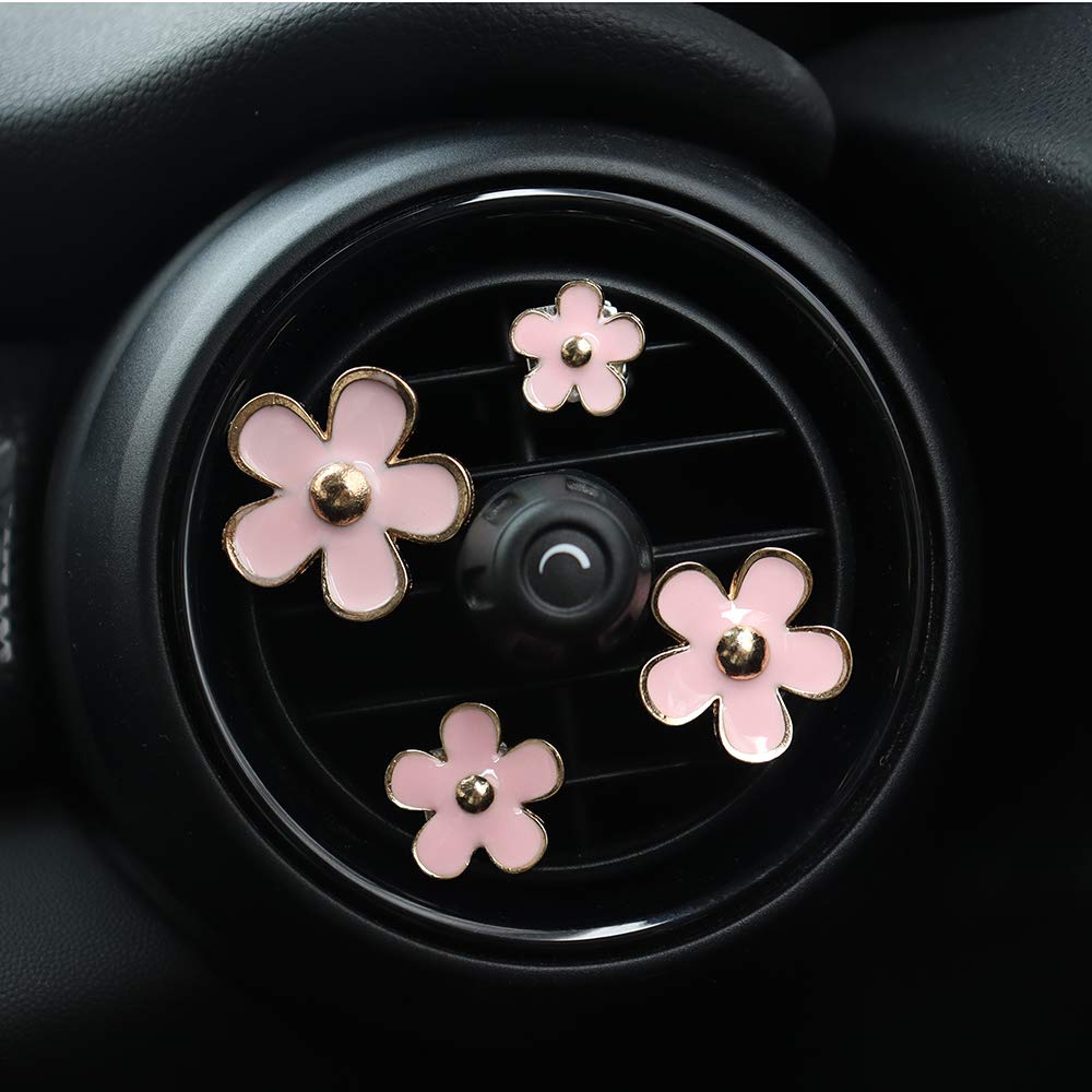 Cute Daisy Flower Air Vent Clips - Car Air Freshener & Decor Accessories for Women (Pink) | Girly Automotive Interior Charm & Aesthetic Decor - Perfect for Cars, Office, and Home