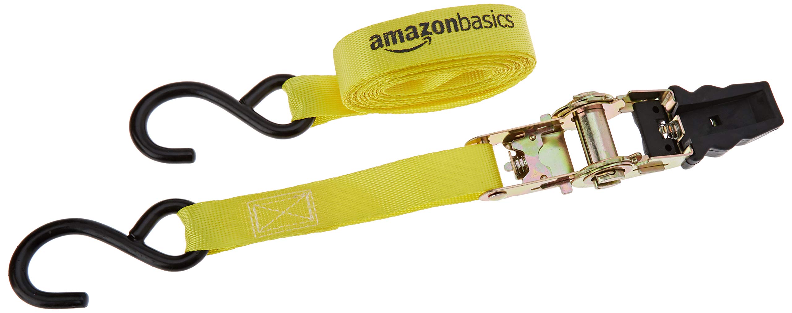 Amazon Basics Ratchet Straps - 4 Pack (1,500 lbs Capacity) - Heavy Duty Tie Down Straps for Trucks, Trailers & Cargo Securing - Perfect for Moving, Hauling & Transporting Goods