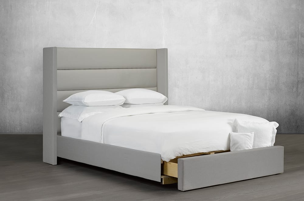 Canadian Made Rosy Platform Bed - Queen Size Solid Wood Frame with Storage, Modern Minimalist Design for Bedroom, Living Room & Guest Room