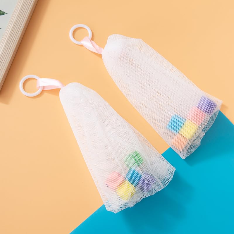 2-Piece Bubble Net Foaming Mesh Bag for Luxurious Bath & Skin Care | Creates Rich Suds & Bubbles | Perfect for Spa, Relaxation & Kids Bath Time