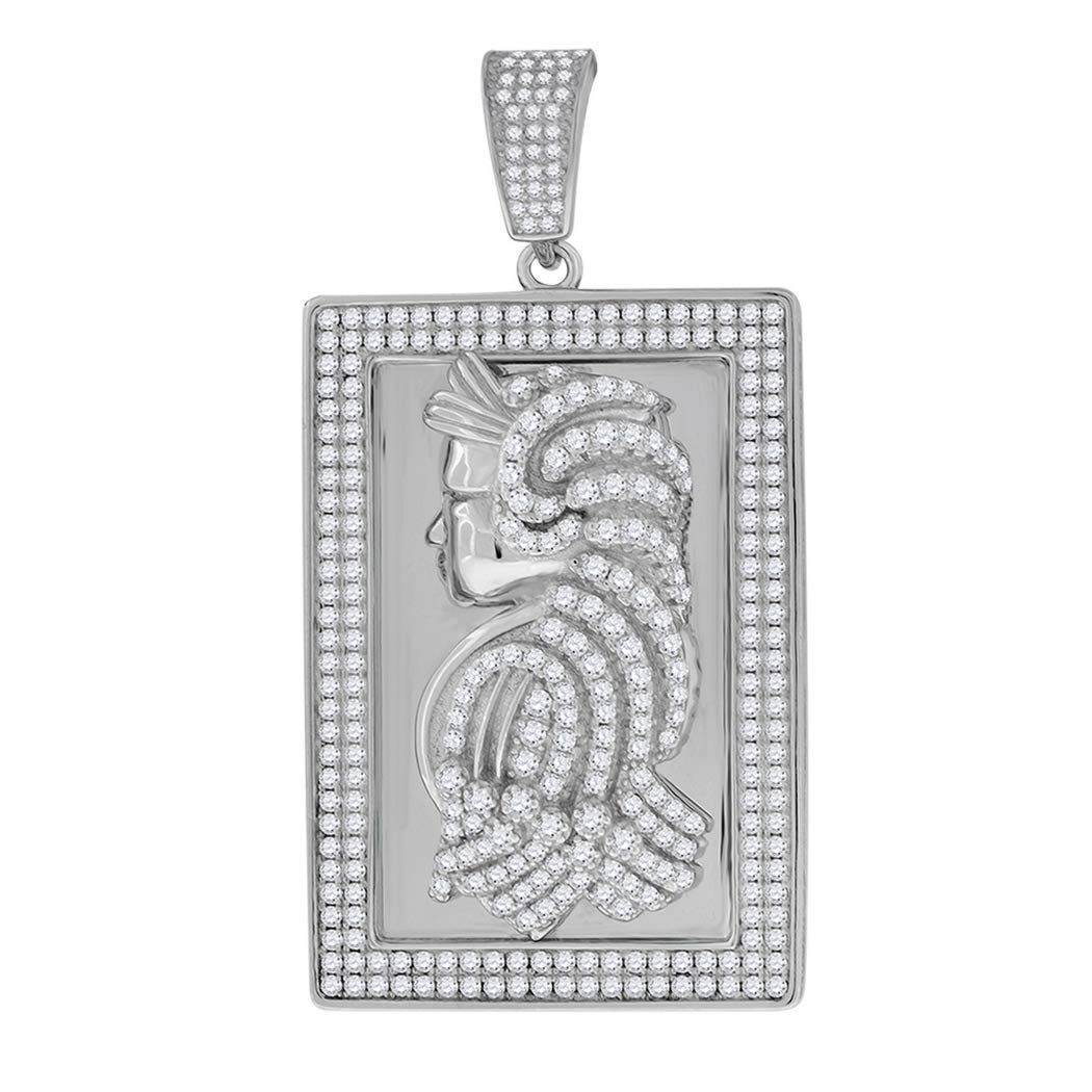 925 Sterling Silver Men's Round CZ Cubic Zirconia Simulated Diamond Dog Tag Pendant Necklace - Animal Pet Cluster Charm Jewelry Gift for Him - Perfect for Casual Wear, Gifts & Special Occasions