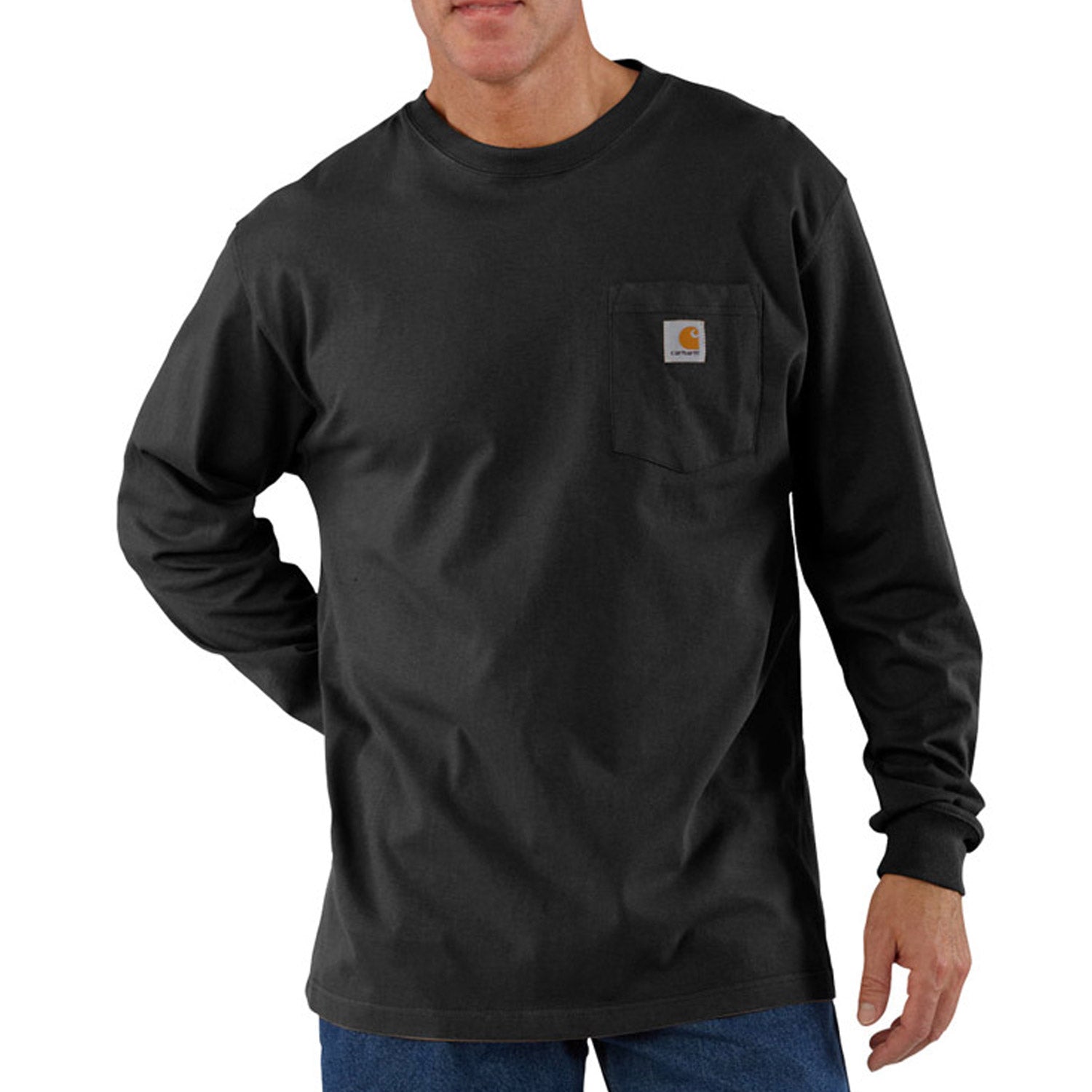 Carhartt Men's Long Sleeve Pocket T-Shirt - Durable Workwear Shirt for Construction, Outdoor & Casual Wear - Black