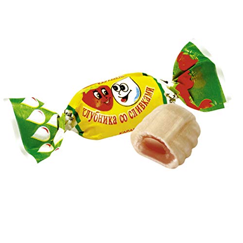 Premium Imported Caramel Candy - Strawberry Cream Flavor - 1Kg (2.2Lbs) Bulk Pack - Perfect for Parties, Gifts & Dessert Toppings