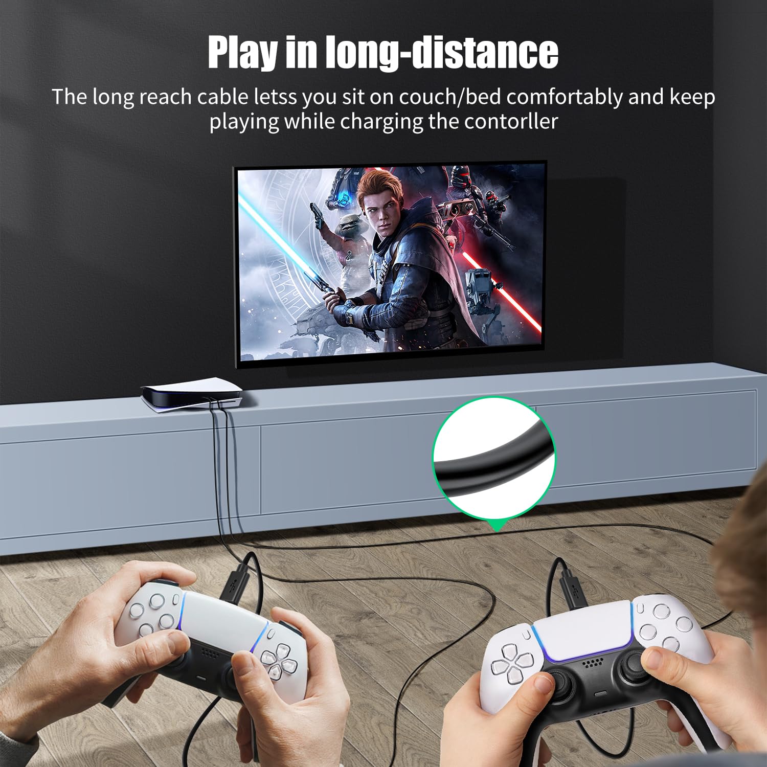 PS4 Controller Charger, Fast Charging Cable for Sony Playstation Wireless Controller, PS4 Pro, PS4 Slim, Xbox One, Dual Shock 4, Fire HD, Camera, TV Stick - 3m Black - Perfect for Gaming, Streaming & Device Charging