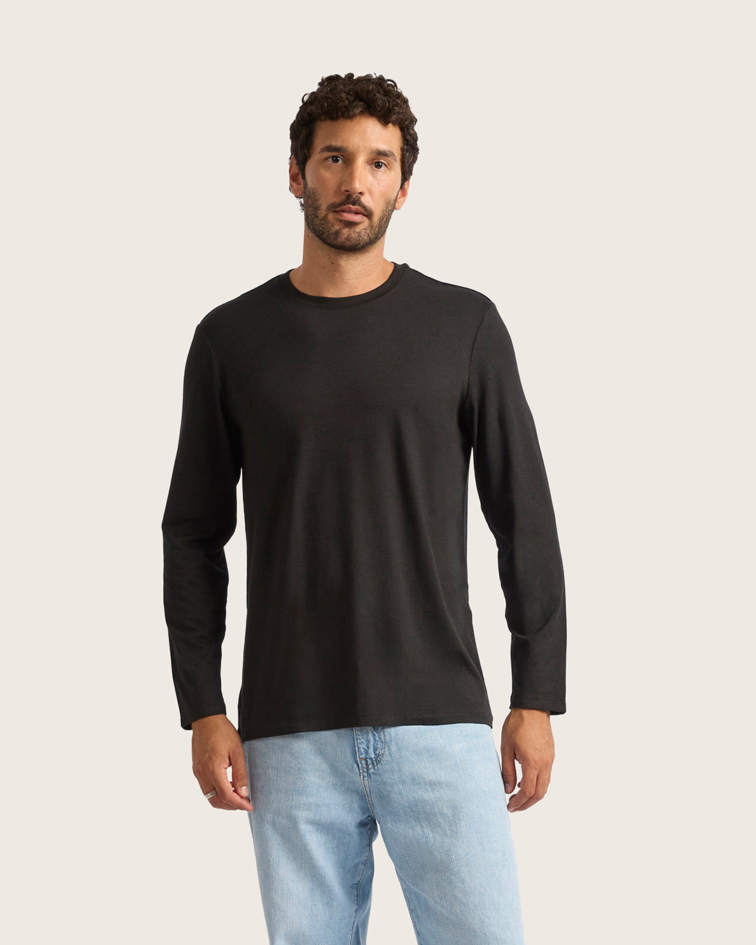 Classic Men's Long Sleeve T-Shirt - Comfortable Cotton Crewneck Shirt for Casual Wear (Black) | Perfect for Everyday Outfits, Layering & Office Casual Looks