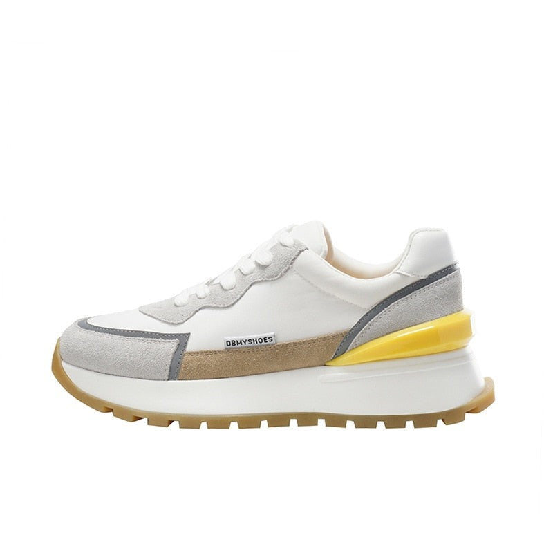 Lovevop Women's Platform Sneakers - Genuine Leather Chunky Casual Shoes with Cross Tied Design & Luminous Accents | Trendy 2024 Fashion Sneakers for Women | Perfect for Running, Gym Workouts & Street Style Outfits