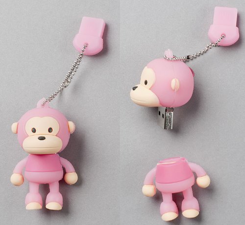 16GB Pink Monkey USB Flash Drive - Portable Thumb Drive for Data Storage, School, Office & Travel - High-Speed USB 2.0 Memory Stick