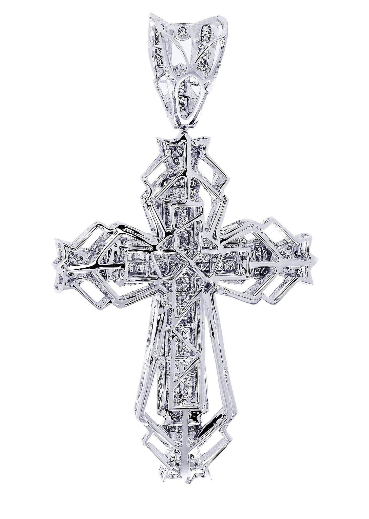 3.08 Carat Diamond Cross Pendant Necklace - 18.66 Grams Solid Gold Religious Jewelry for Women - Perfect for Baptism, First Communion & Special Occasions