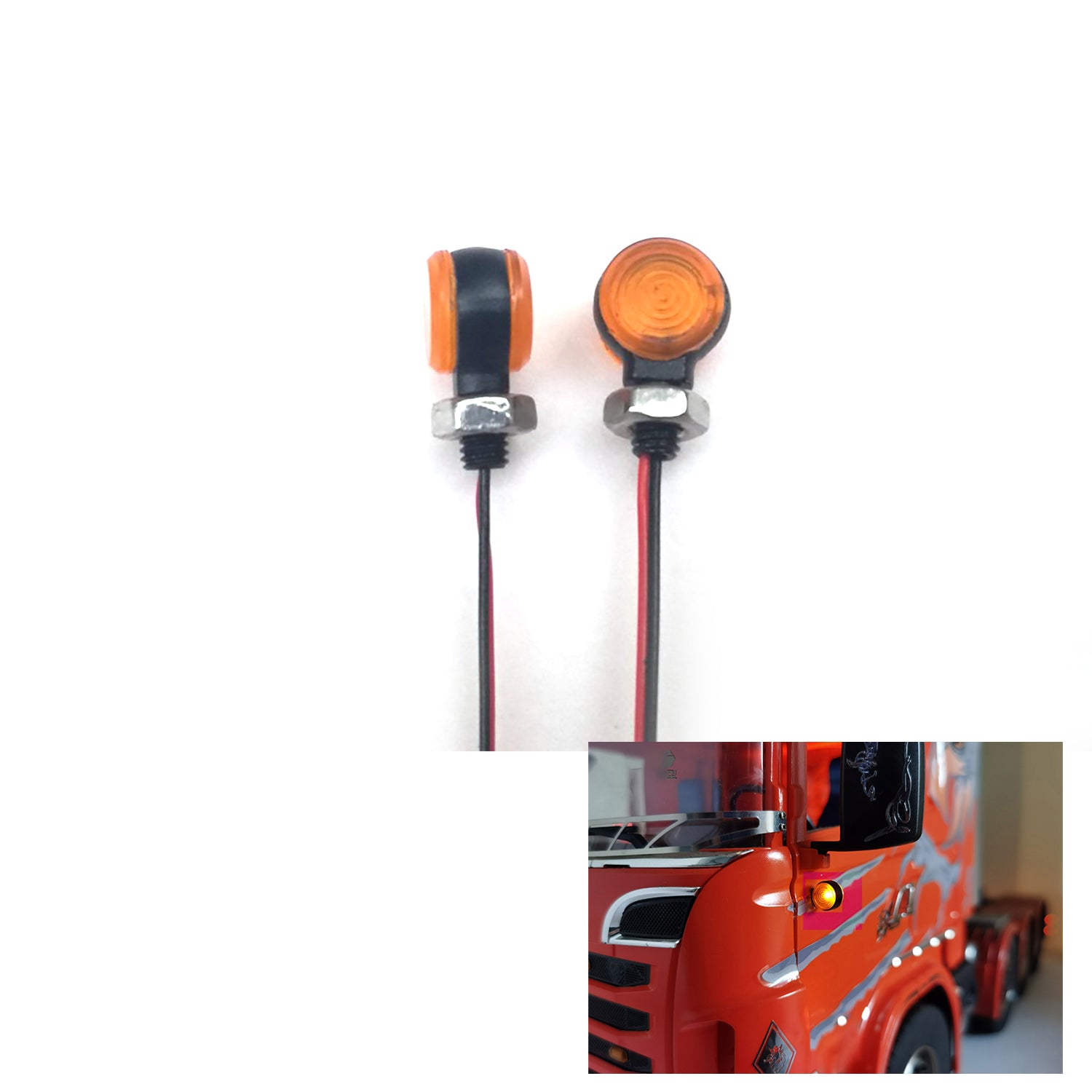 LED Side Skirts Light Kit for 1/14 Scale RC Tractor Trucks & Dump Cars - Left/Right Position Marker Lamps - Realistic Simulation Upgrade Parts for Radio Controlled Models (Perfect for Nighttime Crawling & Off-Road Racing)