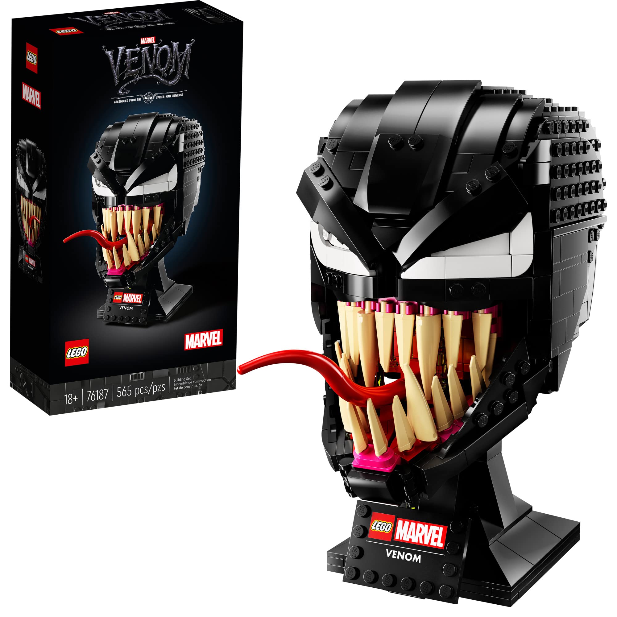 LEGO Marvel Spider-Man Venom Mask Building Kit 76187 - Collectible Model Set for Adults, Creative Home Décor Display, Perfect Gift for Marvel Fans | Build & Display for Movie Nights, Office Decor, or Superhero Collections