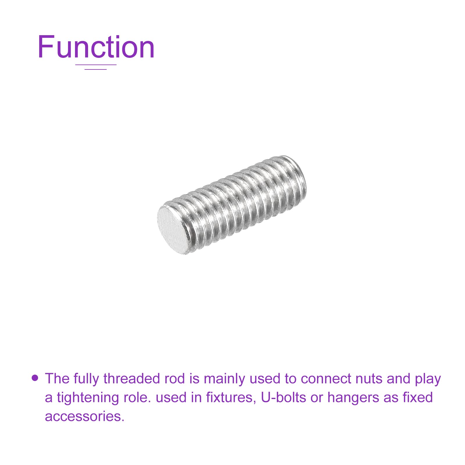 DMiotech 20 Pack M8x20mm 304 Stainless Steel Threaded Rods - for DIY & Construction Projects
