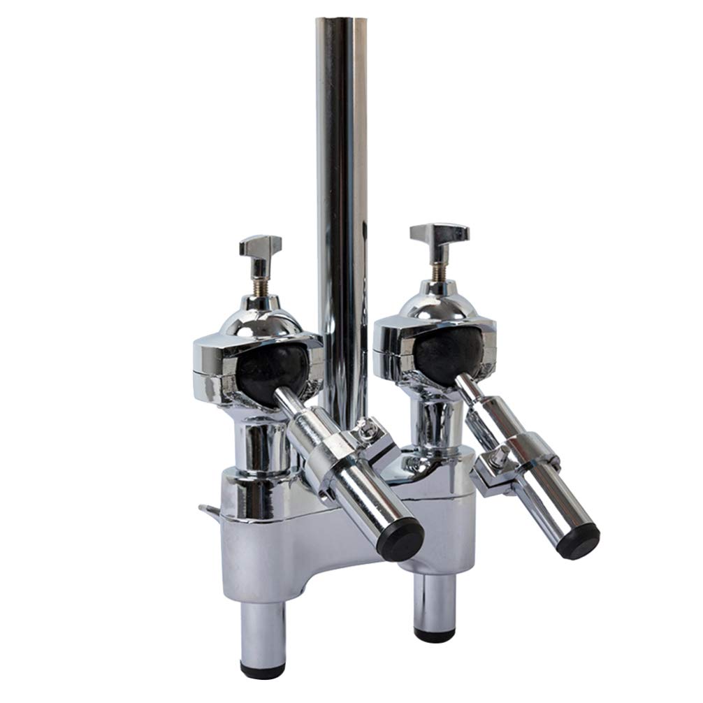 Double Drum Set Clamp Bracket Holder Mount Stand for Tom Drum & Jazz Drum - Silver Drum Accessory for Professional Musicians & Drum Kits - Perfect for Live Performances, Studio Recording & Music Classrooms