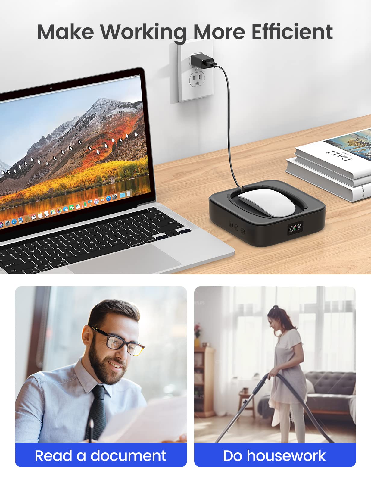 Undetectable Mouse Jiggler - Adjustable Interval & Screen Mouse Mover Device - Auto Mouse Shaker Wiggler for All Mice Sizes - Random Movement Technology - Perfect for Remote Work, Online Meetings & Computer Monitoring